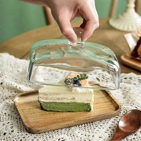 Smørskål med bambusbakke og glaslåg til køleskab og disk