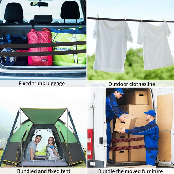 6-pak Bungee-snore, justerbare 2M Bungee-snore med kroge, Bungee