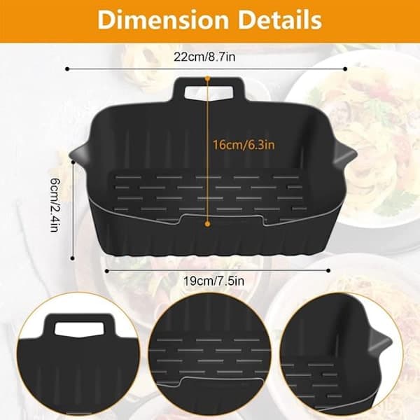 Airfryer tilbehør - Bagepapirserstatning - Kurvebageplade - Genanvendelig - 2 dele - 22*16*6 cm