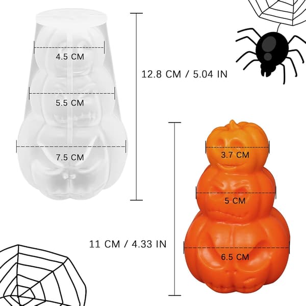 1 stk 3D Græskar Lysform Halloween Harpiks Støbning Silikoneform til DIY Aromaterapi Lysvoks Gips Polymerler-FF-
