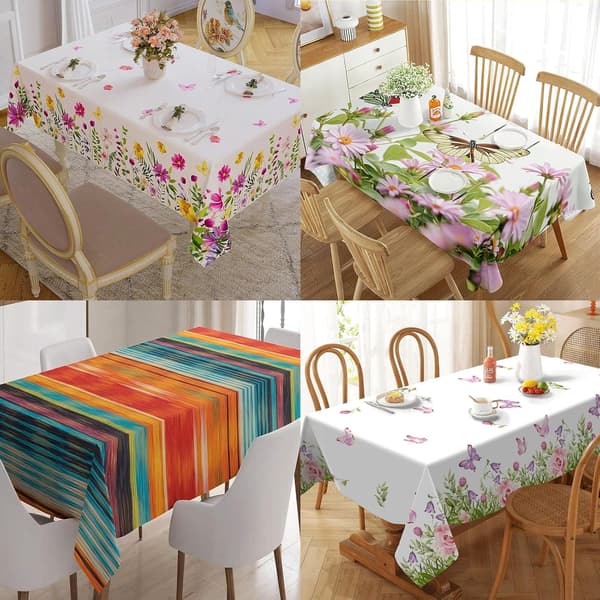 Stain Resistant Rectangular Tablecloth, Washable and Waterproof Rectangular Tablecloth for Dining Room, Garden Party, Wedding, Cafe and Hotel (Golden)