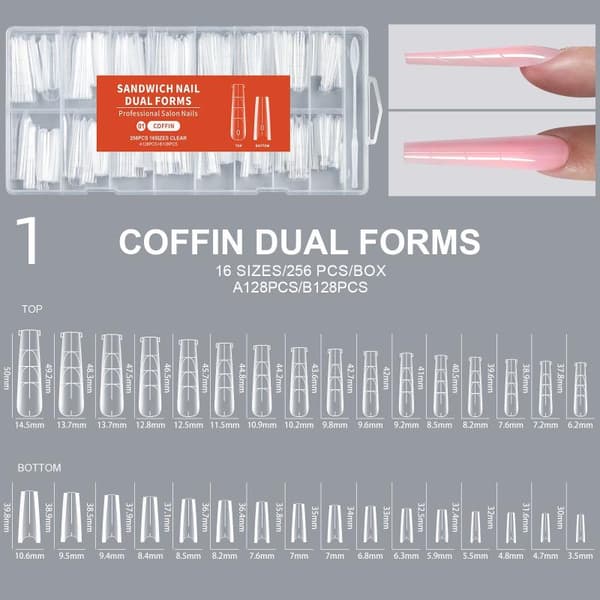 Sandwich Nails Dual Forms - 256 stk lange kistenegleforme til Q 1
