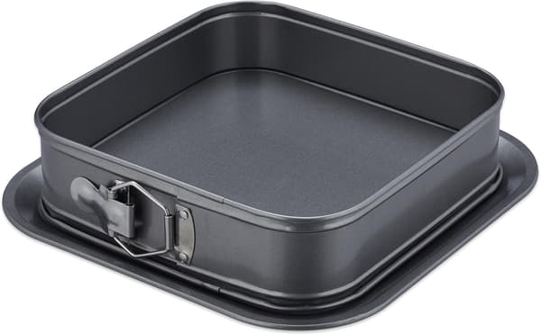 Firkantet, 29x29 cm, med lekkasjebeskyttelse, stål, non-stick bakeform, kakeform, antrasitt, rustfritt stål