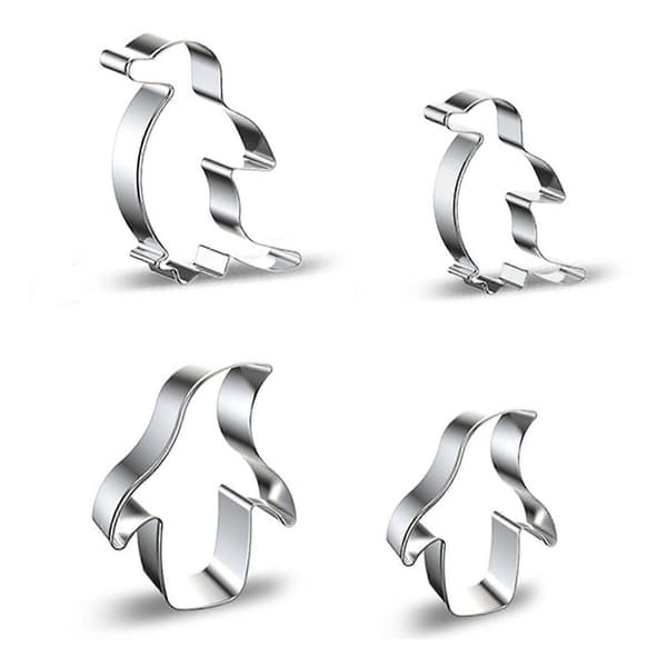 4 Stainless Steel Cookie Cutters, Penguin Shaped Baking Tools