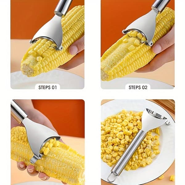 Heavy-Duty Corn Stripper & Vegetable Peeler, Serrated Blade Non-Slip Grip for Corn Potatoes Carrots Cucumbers 18.01*6.5cm