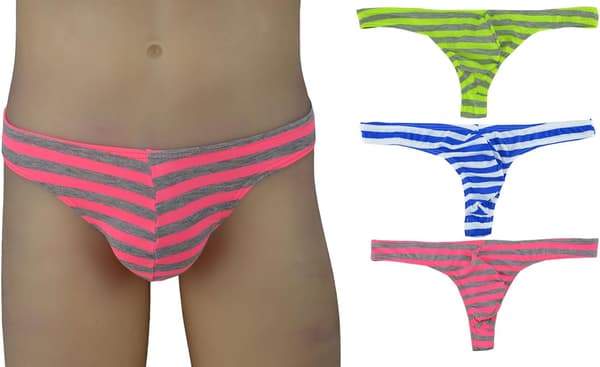 NNK22 mænds-Tanga, elastisk, glat, stribet, 3 stk farve 1 M Farbe 1 M