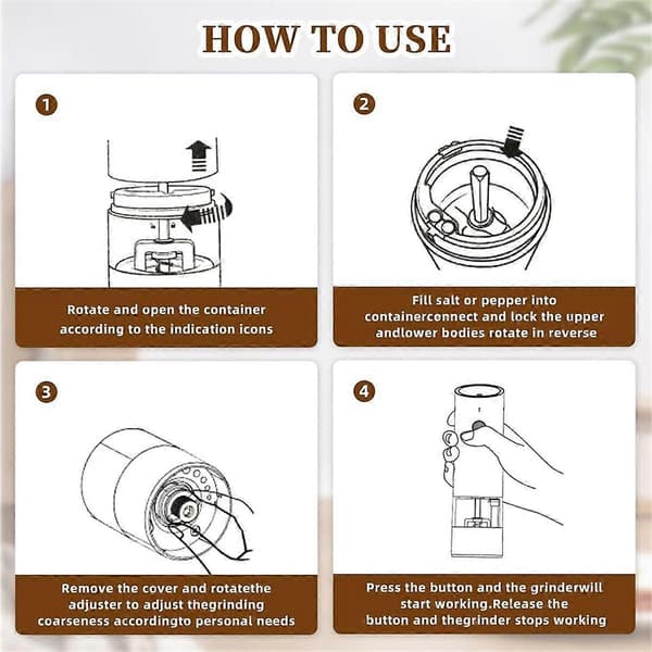 Electric Salt and Pepper Grinder Set - Automatic Pepper and Salt Mill Refillable with 6 Adjustable Coarseness Settings (FMY) As Shown As Shown