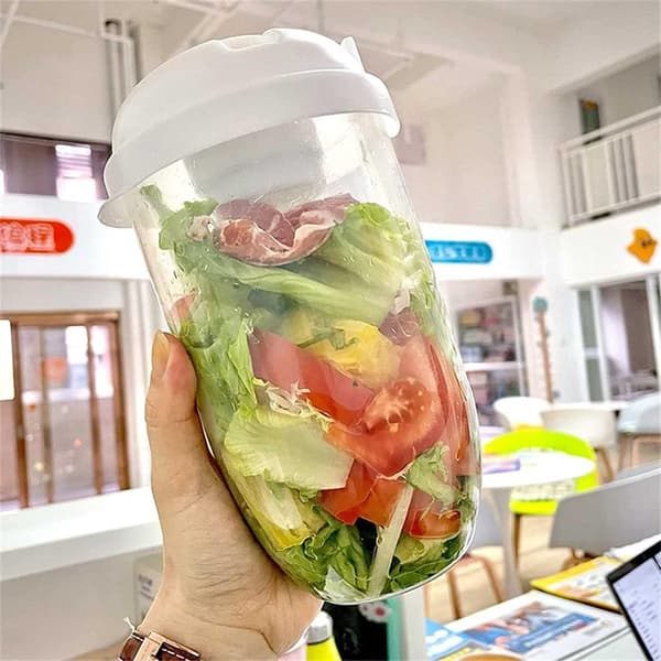Smart matboks med sausbeholder og gaffel - perfekt til lunsj Vit white