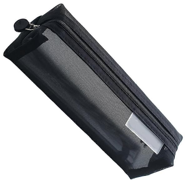 Pencil Case Transparent Mesh Pen Holder for School Practical Pen Container Black[DB]