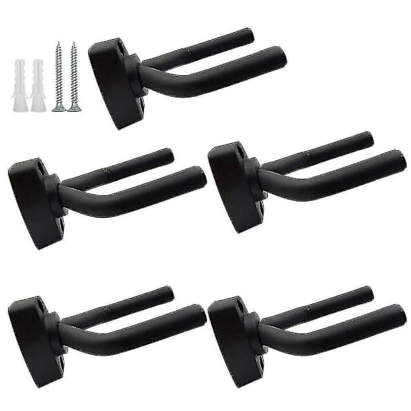 5-pack Black Guitar Wall Mount Holder with Screws Fits Guitars