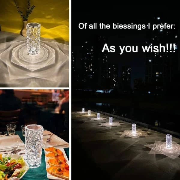 Crystal Lamp 16 Colors Touch Control Sparkle Rose Remote Control Table Lamp Romantic Atmosphere Prism Diamond Rechargeable LED