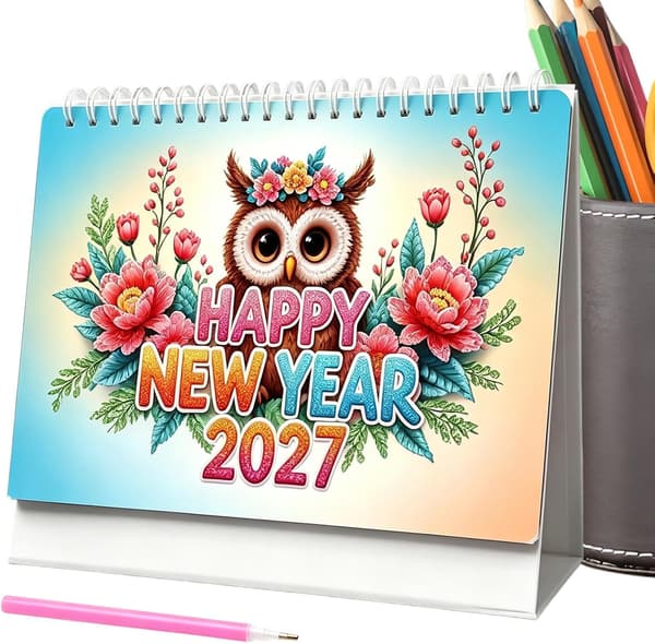 skrivebordskalender 2027 månedlig kunstkreasjon med edelsten DIY C - C