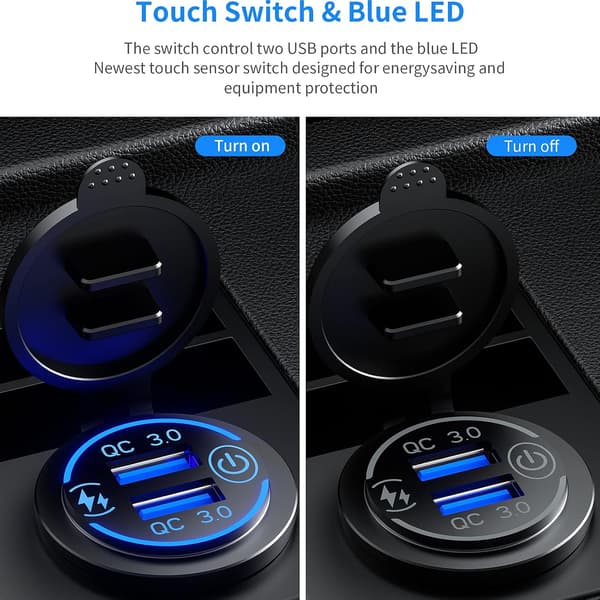 Quick Charge 3.0 dobbelt USB-opladerstik vandtæt 36W 12V 24V