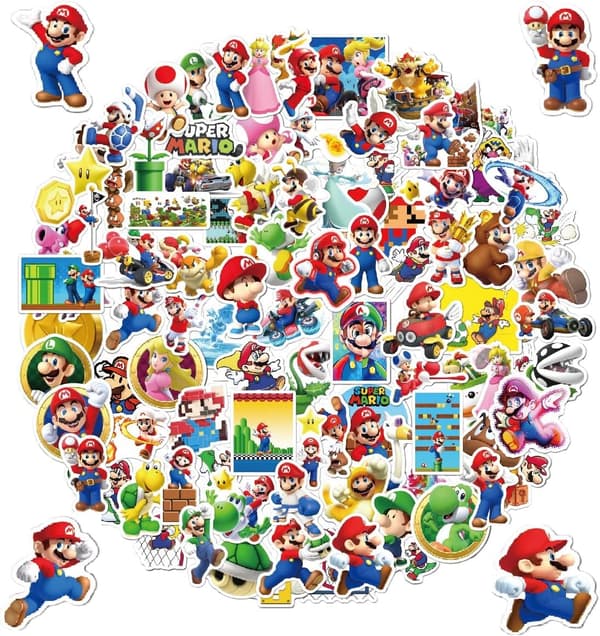 100 kpl Mario Bros -tarroja, Super Mario Vinyyli Vedenpitävä S B
