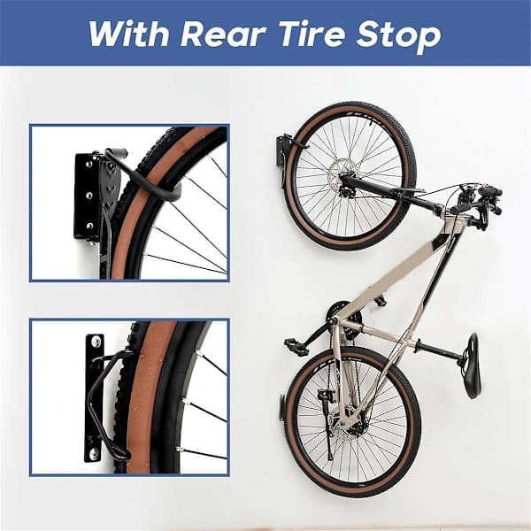 Wall Mounted Bike Rack - Vertical Bicycle Storage Holder for Garage