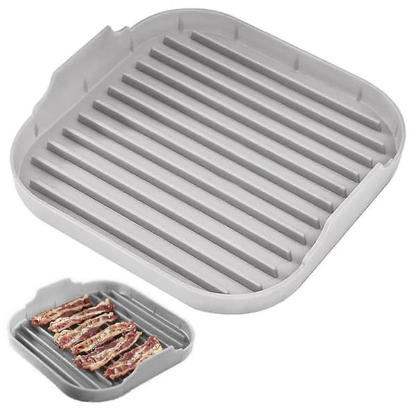 Silikone Mikrobølgebakke til Bacon Mikrobølgeovn Madkvalitet Silikone Mikrobølgepande til Bacon Grå