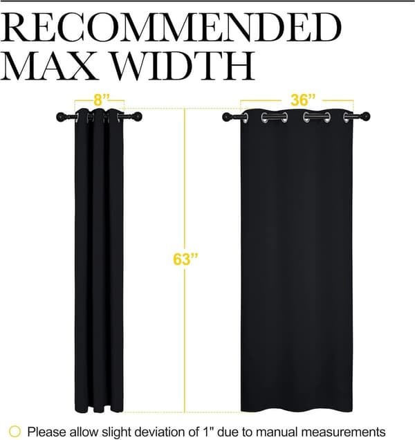 Mørklægningsgardiner med ringe 107x160 cm Sorte Sæt med 2