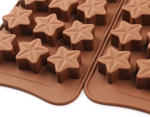15-hullers stjerneformet chokoladeform, non-stick fødevaregodkendt silikoneformsæt til slikgelé, isterning