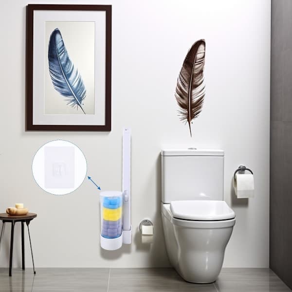 Toilet Brush Set (Includes 18 Replacement Heads), 360-Degree Deep Cleaning, with Wall-Mounted Holder, White