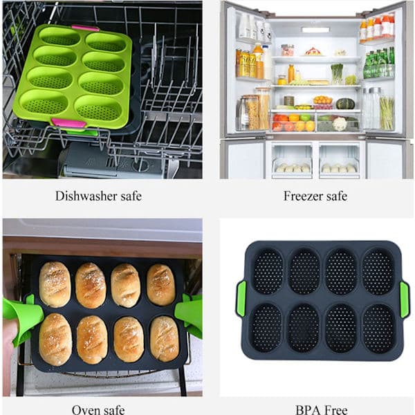 2 stk Mini Baguette Bakeformer, Perforerte Non-Stick Bakeformer