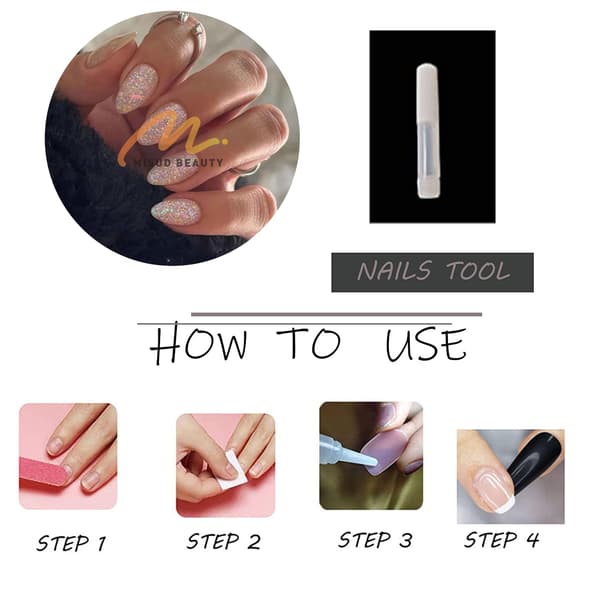 False Nails - Medium Almond Shaped Glossy Glue-on Nails with Bling Glitter & Sequin Design, 24 pcs