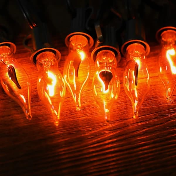 10M Foldable Flaming String Lights, Vintage String Lights with Flaming Flames, with 15 E12 Flame Bulbs, 1W