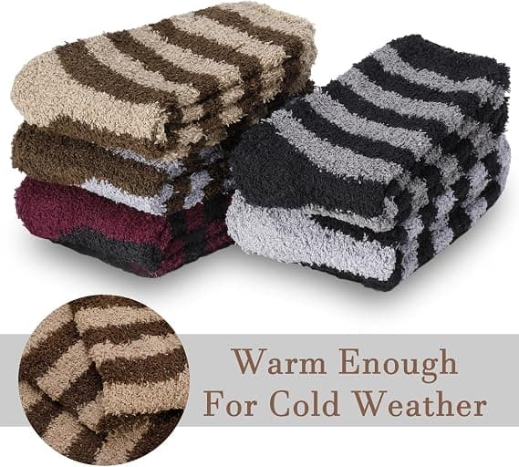 5 Pairs Fluffy Socks Men, Fuzzy Bed Socks Warm Sleeping Socks Therm