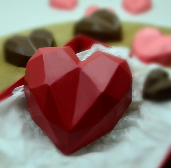 Pralineform Diamant Hjerte 200g Chokoladeform - BWB 9837 - Special 3-delt form