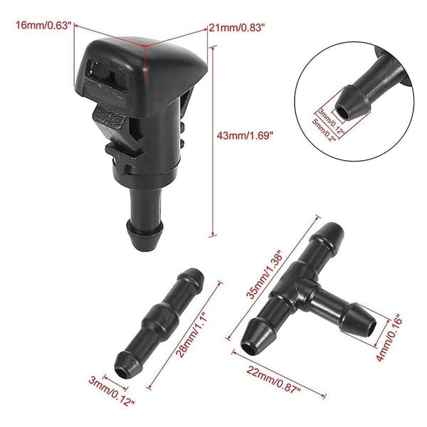 Windshield Wiper Nozzles for Ram Hose Windshield with Connectors Replace 5113049AA