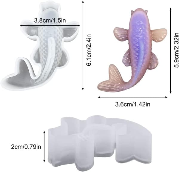 4-delt sæt med silikoneforme til Koi-fisk, dekorative epoxyharpiksforme til Koi-fisk og guldfisk.
