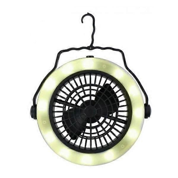 Campinglampe med ventilator - Batteridrevet - LED Sort