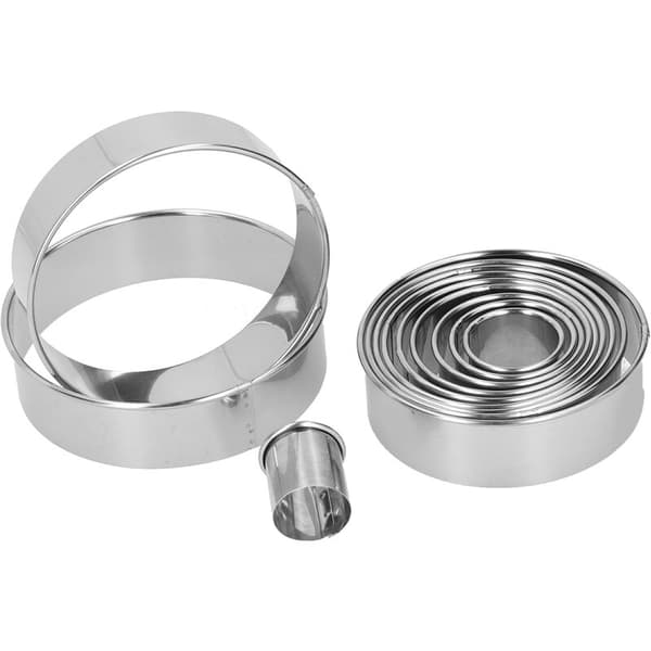 12 stk/sett rustfrie mousseringer runde kakeformer fondantkakeformer kuttere for baking
