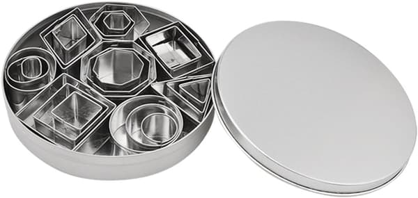 Mini Geometric Cookie Cutters Set 24 Square Heart Triangles Round Circles Baking Stainless Steel Metal Molds