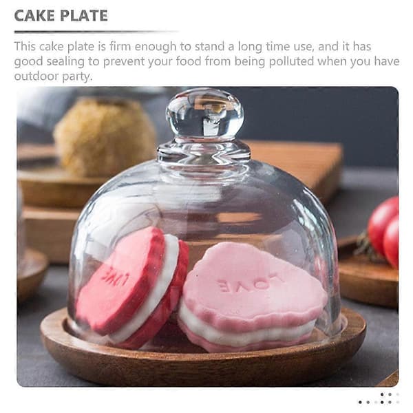 Mini Cake Stand Dessert Cheese Candy Plate With Glass Dome Snack Plate With Bell