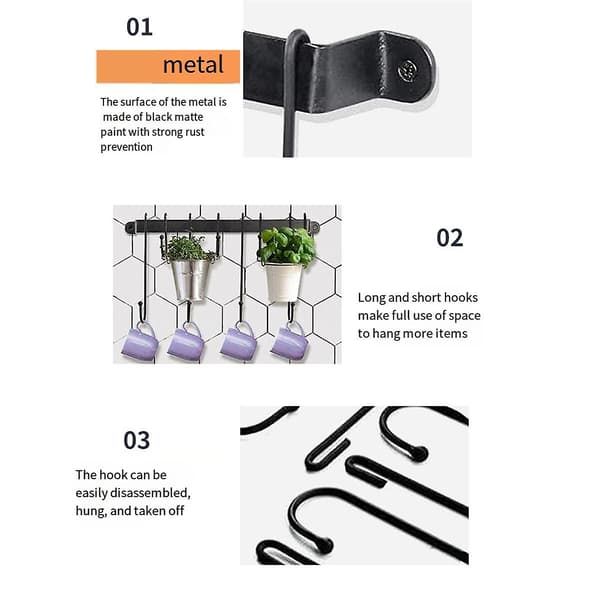 Coffee Mug Holder for Wall: 17-inch Black Coffee Bar Cup Hanger Hooks - Hanging Coffee Cup Holder Sto