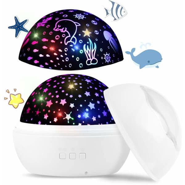 LED Starry Sky Projector Baby Night Light Ocean World 2 in 1 Projection Lamp with USB Cable (White)