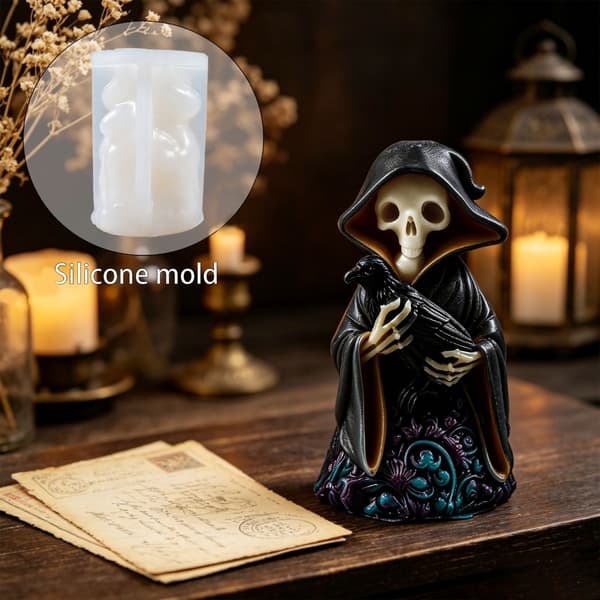 DIY Gothic Silicone Mold Set With Skulls Ghosts Crows Candle Art