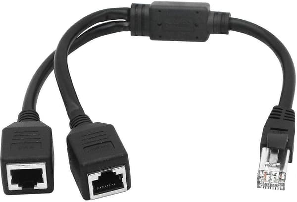 Ethernet-splitter, 1 til 2 hunn Y-adapterkabel, Ethernet-forlengelseskontakt db