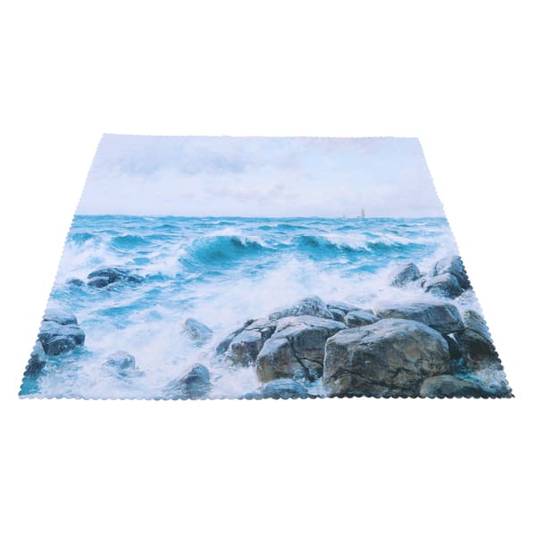 Natural Relaxed Style, Easy Clean Polyester Tablecloth with Ocean Wave and Stone Pattern, 140x220cm, Restaurant Decoration