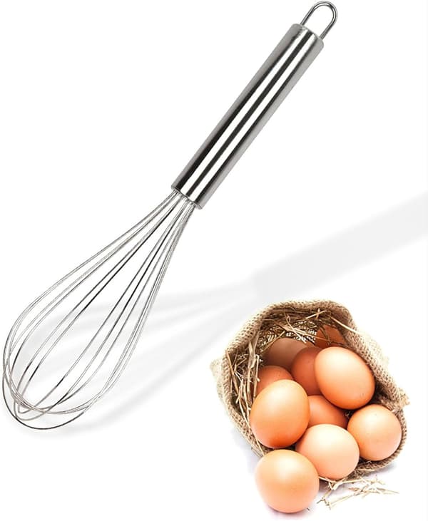 Manuell eggvisp, 2-delt 15 cm lange visper i rustfritt stål for brød, kaker og matlaging (15 cm)