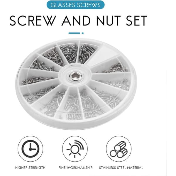 600 Pcs/Set Small Stainless Steel Screws 12 Kinds Assorted Electronic Nuts + 1 Pc Screwdriver for Glasses Repair Tool