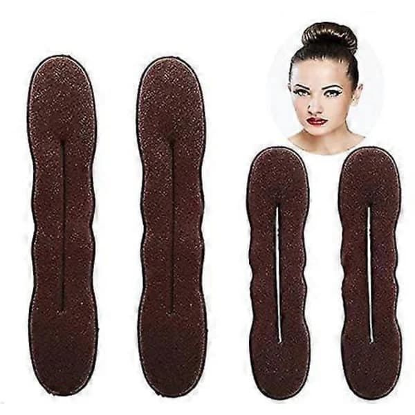 Magic Hair Bun Maker 4-pack (2 Small, 2 Large) Foam Sponge Bun Shaper Accessory Strong Flexible Reusable