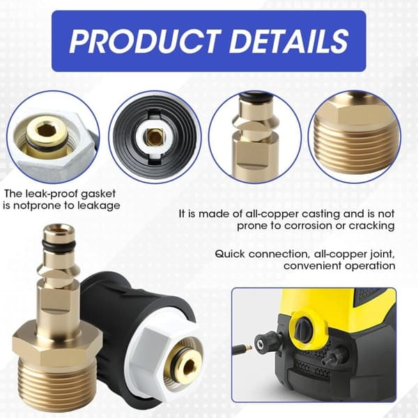 High Pressure Adapter Couplings for Kärcher K2, M22 Female 14mm Brass Quick Conversion Tool for Kärcher K2 K3 K4 K5 K6 K7 Series