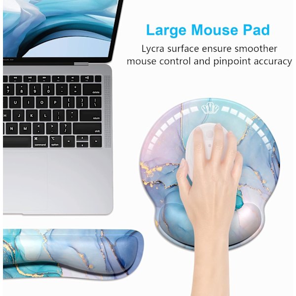 Ergonomic mouse pad with memory foam wrist rest (1 pair)