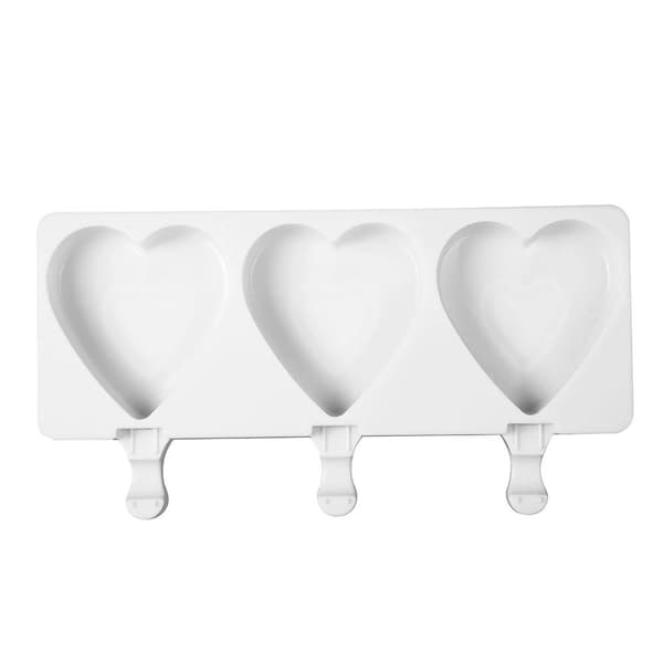 Hjerte Isform, Hjerte Ispind Silikoneform Isform 3 stk Is Vit white