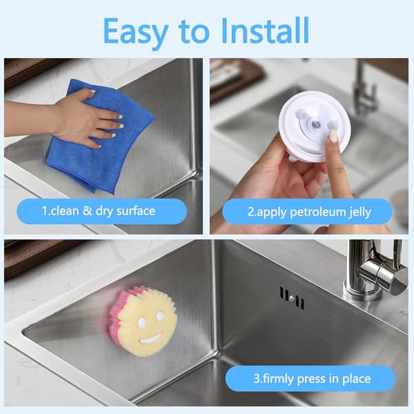 Sponge Holder, Sink Caddy for Scouring Sponges with Suction Cup Set