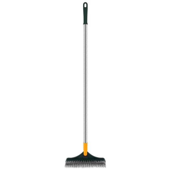 Bathroom Cleaning Brush 3-in-1 Adjustable V-shaped Floor Brush with Long Handle for Cleaning Tile Corners Yellow Green 1 pc [DB]