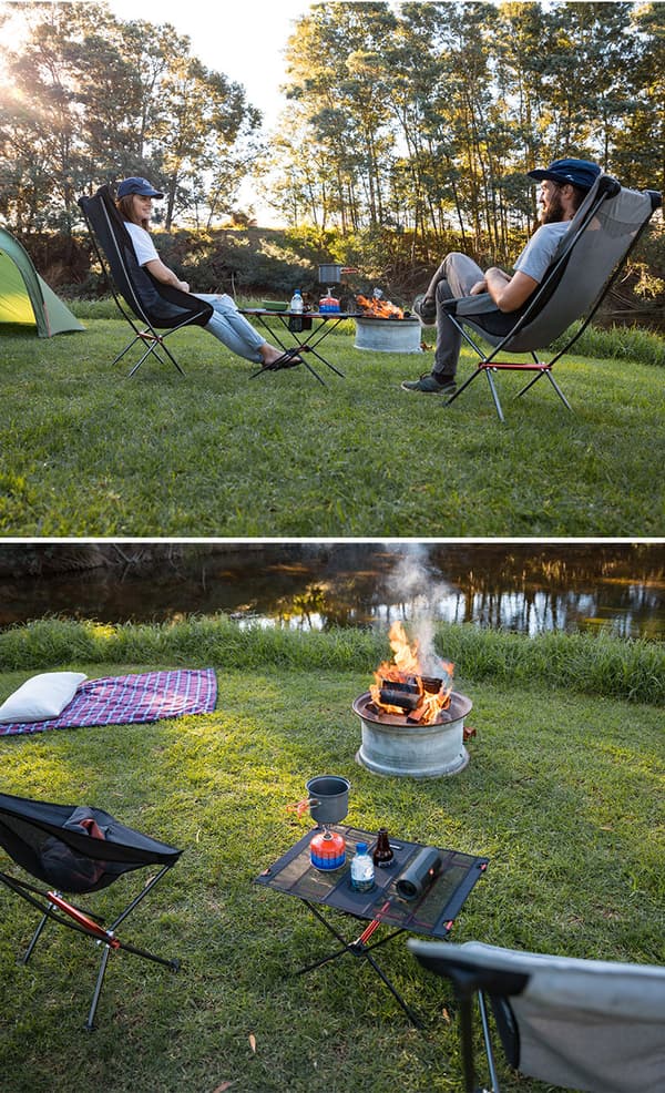 Bærbart Ultralet Opbevaringsbord til Udendørs Camping i Aluminium
