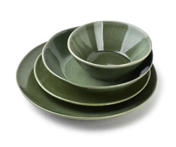 BASIC NATURE Flad tallerken 27,5 cm | Keramik i naturlig grøn farve