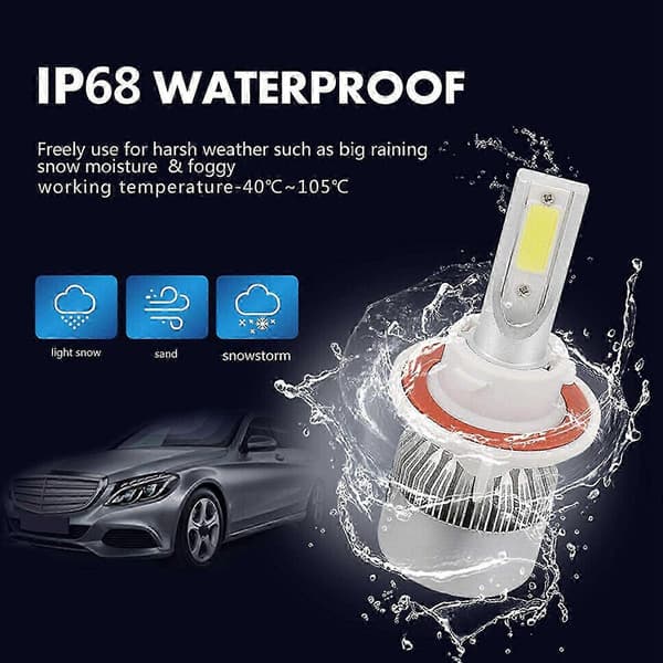 (2-pack) for H13 / 9008 LED Headlight Bulb (Low and High Beam) C6 Conversion Kit, 72W 8500LM 6500K Cool White